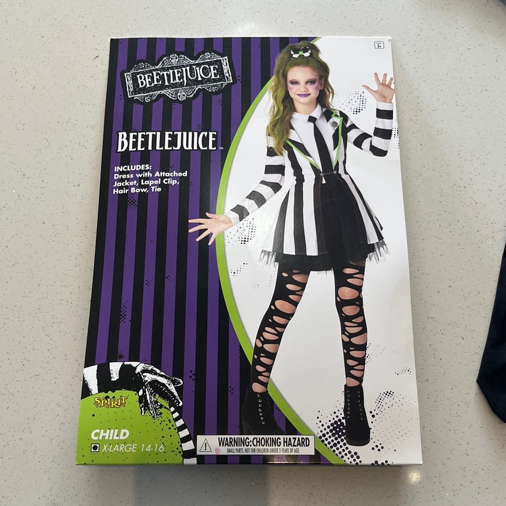 Kids Beetlejuice Costume Size X-LARGE